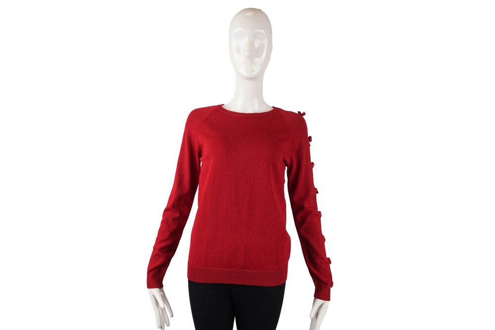 Red Valentino Red Open Bow Sleeve Sweater Knit Size S
